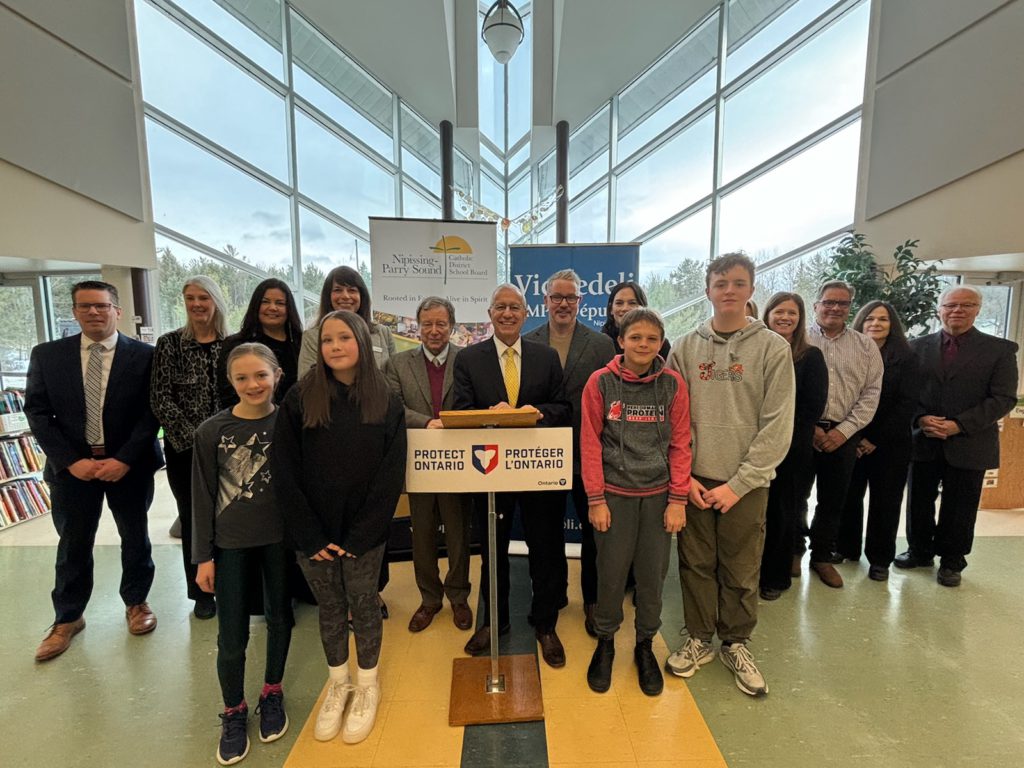 MPP Fedeli with Staff and Students at St.Theresa Catholic Elementary